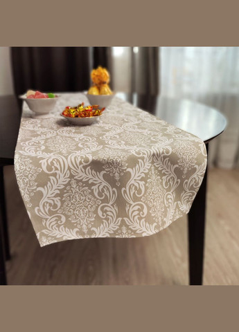 Скатерть дорожка для стола хлопковая с водоотталкивающим эфектом, ранер с тефлоновым покрытием бежевого цвета 37х100 Maystat (305390956)