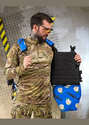 Тактическая плитоноска 4 точки сборса с подсумками синяя с цветами Freedom (342080407)