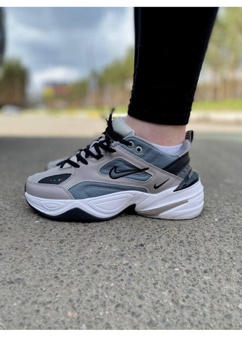 Серые демисезонные кроссовки мужские nike m2k tekno grey white black найк м2к текно No Brand