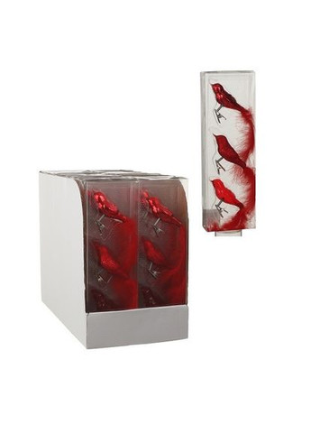 Прикраса кліпсу декоративна Пташка House of Seasons 3 шт. червоний для ялинки святковий декор іграшки ProDobro (367266766)