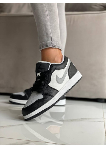 Серые демисезонные кроссовки мужские nike air jordan retro 1 low grey white black 3 найк аир джордан No Brand