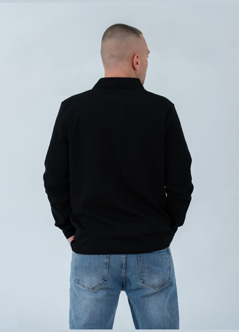 Черная футболка-поло мужское с длинным рукавом для мужчин Armani Exchange