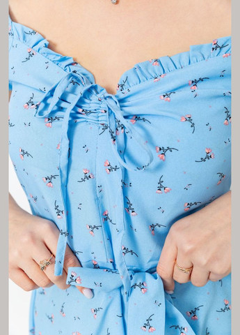 Блакитна сукня софт з квітковим принтом, колір блакитний, Ager