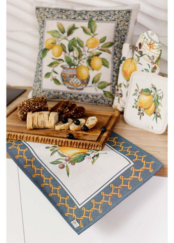 Гобеленова декоративна наволочка Соковиті лимони 45х45 см для подушки стильний декор ProDobro (369378085)