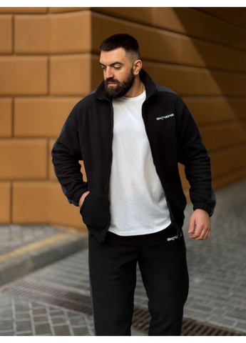 Теплый мужской костюм на змейке из флиса черного цвета 35732 Fashion (366571206)