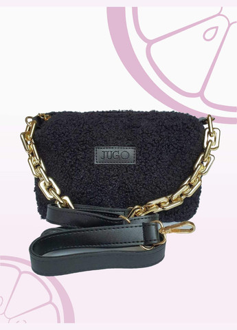 Жіноча хутряна сумочка клатч через плече mini чорна JUGO rami mini2 (289869549)