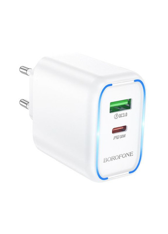 Мережевий зарядний пристрій PD30W+QC3.0 charger (EU) White (6941991119361) Borofone BA89A Destello (361346799)