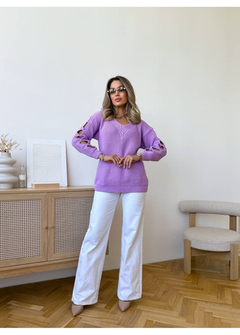 Жіночий светр з прорізами на рукавах бузкового кольору 34505 No Brand (360582740)