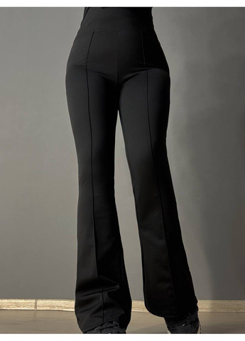 Черные демисезонные лосины женские a-n 1724 клеш от колена со стрелкой черные No Brand