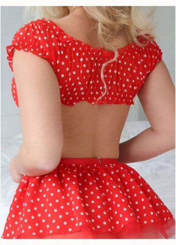 Червоний демісезонний комплект жіночої нижньої білизни веснянка пояс-спідничкою в горошок червоний No Brand Комплект нижньої білизни Веснянка