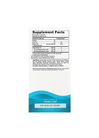 Omega-3D - 120 softgels Nordic Naturals (369399552)