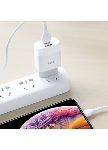 Сетевое зарядное устройство dual port charger set (iP)(EU) White Hoco C73A Glorious (368698019)