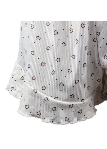 Біла жіночий комплект для дому та сну sm240426dhx6 білий із сердечками футболка та шорти жіноча піжама 5 шт. Lesko