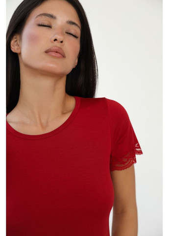 Футболка-сорочка для сну модал з мереживом Бордо 579252 German Volf 24080 (304082305)