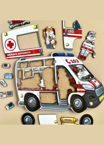 Деревянный пазл-сортер "Скорая помощь" (ПСФ020) PSF020 Ubumblebees (317350899)