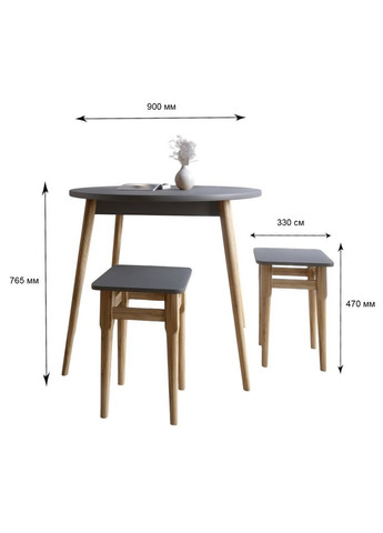 Стол круглый и 4 табурета обеденный комплект для кухни Майами-1 кромка ПВХ 0,45 мм Дуб Ливорно (-041224) Lion (317271216)