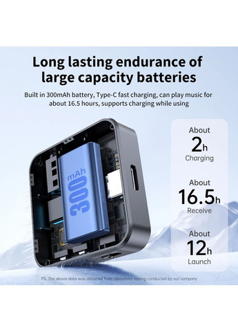 Bluetooth 5.4 2 в 1 приемник-передатчик AUX 3.5 мм с Hands-free и аккумулятором No Brand (370754925)