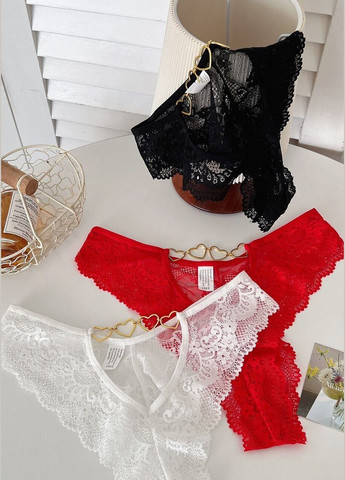 Мереживні трусики стрінги з декоративними сердечками жіноча нижня білизна з мережива металеві сердечка one size Cindylove (334013568)