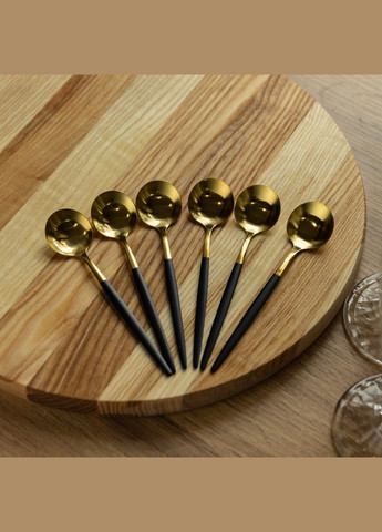 Набор чайных ложек 6 штук чайные ложки из нержавеющей стали 12.9 см с золотом HP-20-5 Yiwu (370675530)