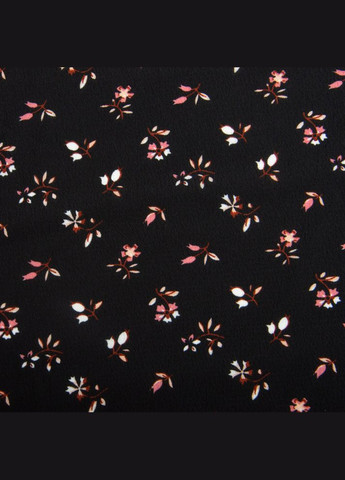 Ткань плательная креп 150 см 110 г/м2 легкая, для платьев, юбок, брюк, аксессуаров цветочки черная IDEIA (339067193)