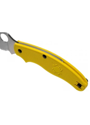 Ніж Salt UK Penknife, LC200N, полусеррейтор, туристичний, жовтий, з замком Slip Joint, 74 мм Spyderco (395594321)