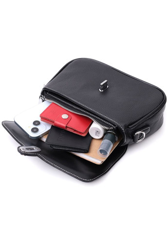 Сумка женская через плечо кожаная с фактурным клапаном 22624 Черный Vintage (302009379)