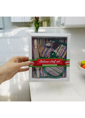 Набір для юного шеф-кухаря MIC різнокольоровий фартух прихватки скалочки віночок ProDobro (367101630)