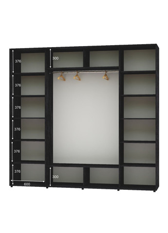 Шкаф-купе трехдверный 240*60*250 Бетон темный ДСП/Зеркало/ДСП ШК-05 Алекса (360477273)