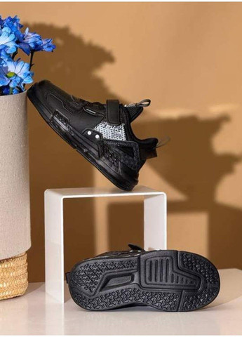 Черные демисезонные кроссовки детские с подсветкой черные W.Niko