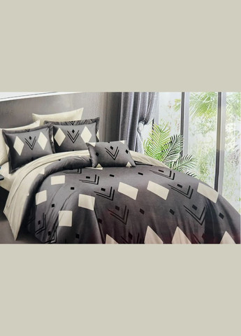 Фабричное хлопковое белье класса-А Евро Серый с белым 200 х 220 (24585207-02) No Brand (348095438)