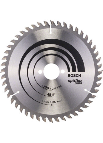 Пильный диск Optiline Wood (190x30x2.6 мм, 48 зубьев) по дереву (20689) Bosch (267819094)