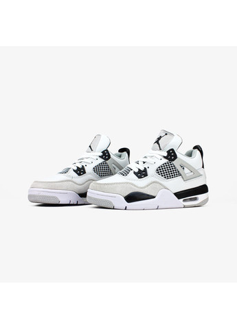 Кроссовки женские и мужские Nike Air Jordan 4 Retro white black | Найк Аір Джордан 4 Ретро белые демисезоны (369722684)