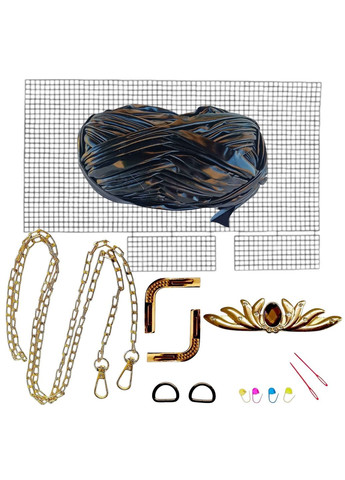 Набір для створення сумки із пластикової канви "Лілія колір золото замком" + нитки Металік Чорний No Brand 8203-51 (332984325)