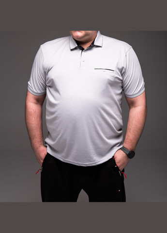 Сіра футболка чоловіча поло світло-сіра батал з коротким рукавом No Brand