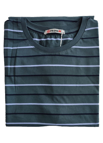 Серо-зеленая футболка мужская хлопок в полоску узбекистан (039) с коротким рукавом FAZO-R