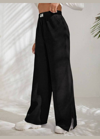 Універсальні трендові жіночі чорні штани палаццо з розрізами з боків InFashion Брюки (314818479)