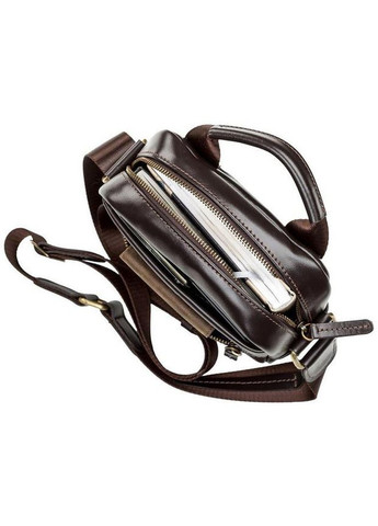 Сумка планшет через плече чоловіча з натуральної шкіри маленька Коричневий 36627 Shvigel (353689970)