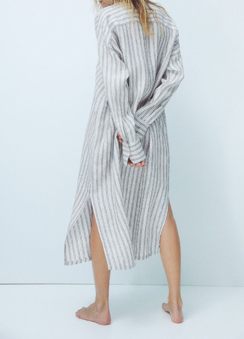 Светло-бежевое кэжуал платье H&M в полоску