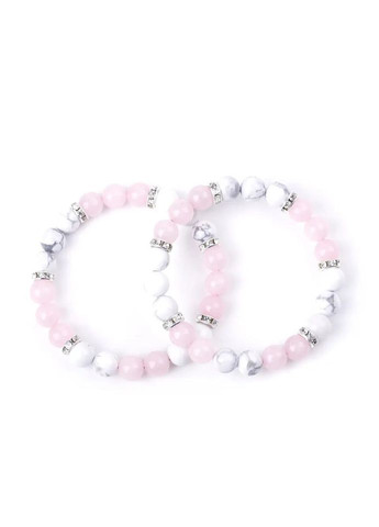 Комплект браслетів з кахолонгу та кунциту з дисками (12129) Hemst (301071105)