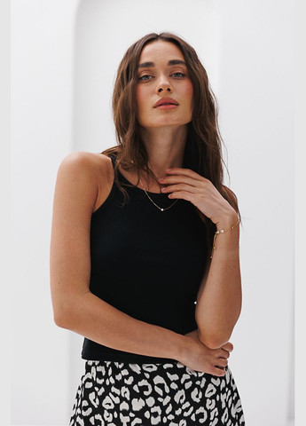 Женская майка в рубчик с американской проймой белая Arjen — 297574681