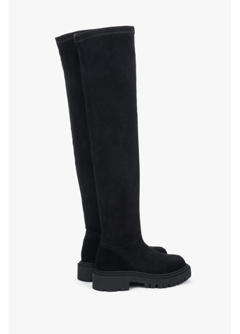 Черные осенние ботфорты, цвет черный Estro