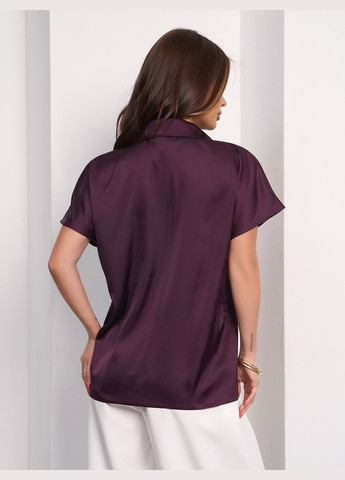 Темно-фиолетовая праздничный, коктейльный, классическая, повседневный, кэжуал, вечерний рубашка No Brand с коротким рукавом