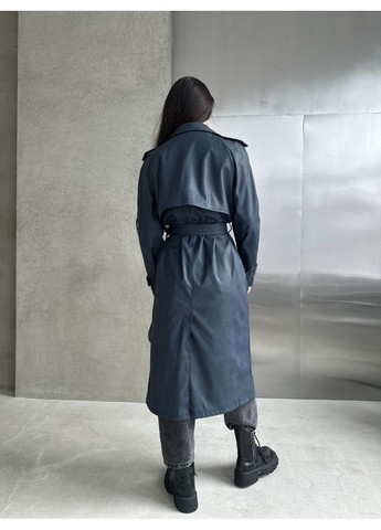 Стильний жіночий тренч із екошкіри з підкладкою — структурна тканина (заміри в описі) Vione на гудзиках демісезон (368708884)