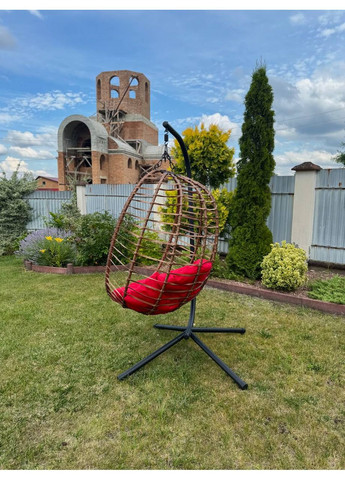 Подвесное садовое кресло качели (кокон/гнездо) SAN VITO с мягкой красной подушкой, Gordon (362213421)