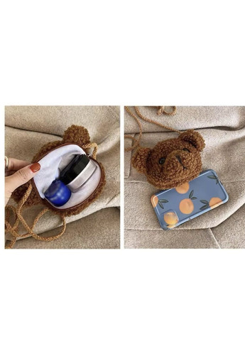 Детская сумка через плече плюшевая "Медведь" (Тедди, мишка, медвежонок) каракуль No Brand (302396171)