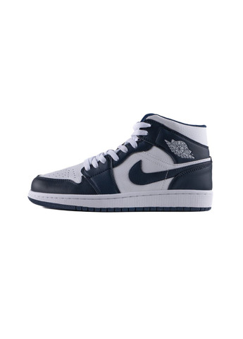 Белые демисезонные кроссовки мужские nike air jordan 1 retro dark blue white найк аир джордан No Brand