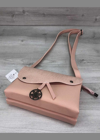 Жіноча сумка-клатч з екошкіри «Етель» на довгому ремінці пудрова WeLassie (298569453)