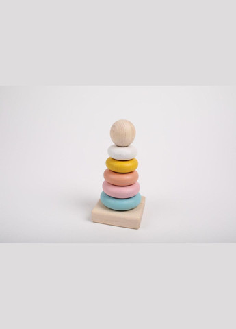 Пирамидка разноцветная классическая деревянная детская экопродукт логическая игрушка для малышей 7 деталей 7х15см (KD-234-4) HM furnitura (330606610)