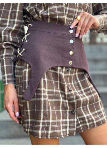 Стильна подовжена сорочка в клітинку + баска - корсет з джинсу Україна (355803203)