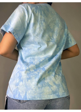 Футболка женская A-N 2539 вареная тай дай с вышивкой пчелкой one size голубая No Brand - (324019775)